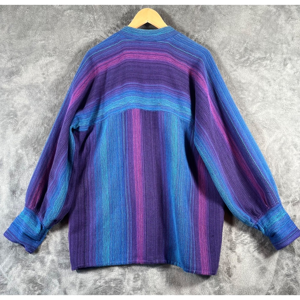 Greentree Weavers Handwoven Cardigan Jacket Womens L/XL Multicolor Boho Chic Vtg - Picture 2 of 16